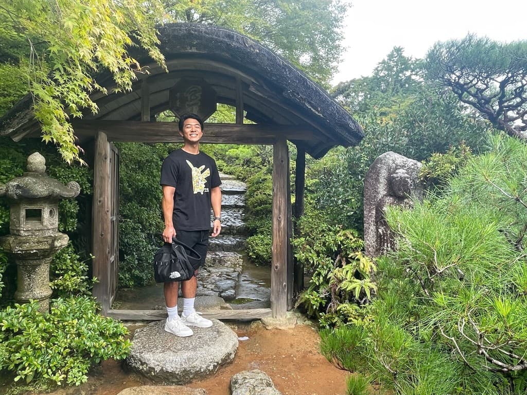 Kim McCaskill visiting a garden in Japan